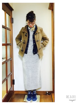 「TIENS ecoute（ティアンエクート）のアイテム（ダッフルコート）」を使った、rnayum1さん（レディース・167cm）の冬コーディネート