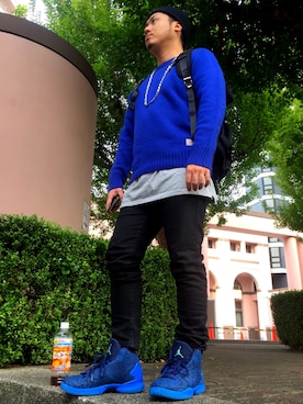 「blue」｜「アイテム（バックパック/リュック）」を使った、R・Tさん（メンズ・163cm）の秋コーディネート