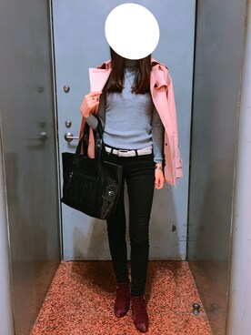 「ピンクトレンチコート」｜Minamiさん（レディース・168cm）の秋コーディネート