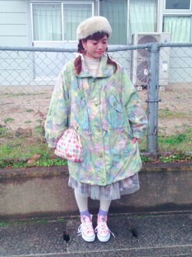 「usedのアイテム（ジャケット/アウター、グリーン系）」を使った、Ⓜ︎ℹ︎Saさん（レディース）の冬コーディネート