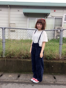 「CONVERSE（コンバース）のCONVERSE コンバース ALL STAR HI オールスター ハイ　（スニーカー、レッド系）」を使った、Ⓜ︎ℹ︎Saさん（レディース）の夏コーディネート