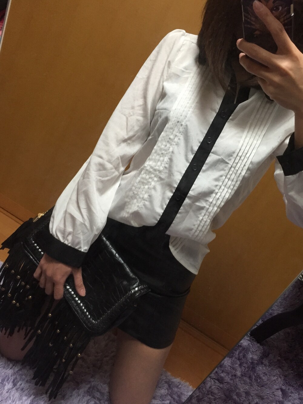 「no brandのアイテム（シャツ/ブラウス、ホワイト系）」を使った、こげてるぱん。さん（レディース・157cm）の春コーディネートの1枚目の写真