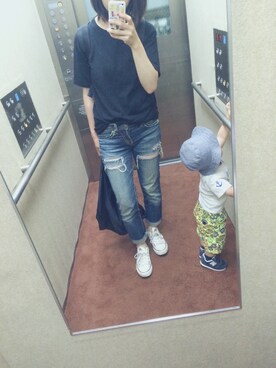 「CONVERSE（コンバース）のconverse（コンバース） ALL STAR OX（オールスターOX）（スニーカー）」を使った、ゆゆゆさん（レディース・157cm）の夏コーディネート