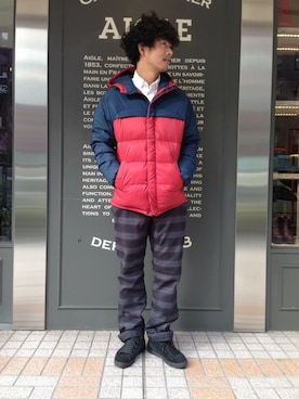 「AIGLE（エーグル）のアイテム」を使った、一海智博さん（メンズ・175cm）の冬コーディネート