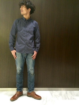 「AIGLE（エーグル）のアイテム」を使った、一海智博さん（メンズ・175cm）の冬コーディネート