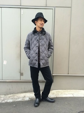 「AIGLE（エーグル）のアイテム（帽子）」を使った、一海智博さん（メンズ・175cm）の冬コーディネート
