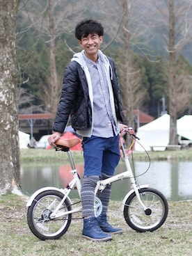 「AIGLE（エーグル）のアイテム」を使った、一海智博さん（メンズ・175cm）の春コーディネート