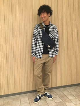 「AIGLE（エーグル）のアイテム（バッグ）」を使った、一海智博さん（メンズ・175cm）の夏コーディネート