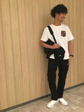 「AIGLE（エーグル）のアイテム（帽子）」を使った、一海智博さん（メンズ・175cm）の夏コーディネート