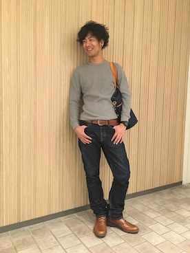 「AIGLE（エーグル）のアイテム（アンダーウェア）」を使った、一海智博さん（メンズ・175cm）の秋コーディネート
