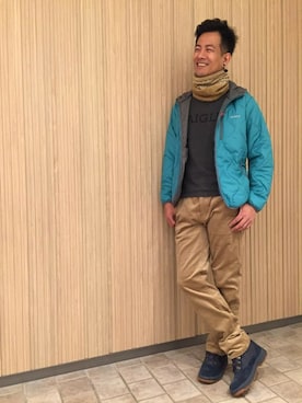 「AIGLE（エーグル）のアイテム（ブルゾン）」を使った、一海智博さん（メンズ・175cm）の秋コーディネート