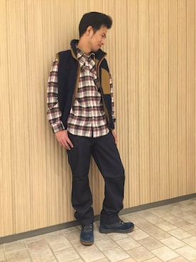 「AIGLE（エーグル）のアイテム（その他）」を使った、一海智博さん（メンズ・175cm）の冬コーディネート