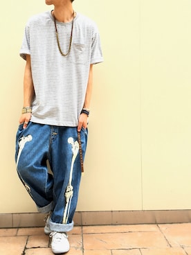 「HIRO（ヒロ）のアイテム（パンツ）」を使った、なにょん。さん（メンズ・177cm）の夏コーディネート