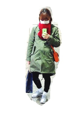 「FRED PERRY（フレッドペリー）のアイテム（モッズコート）」を使った、bobimchanさん（レディース・148cm）の冬コーディネート