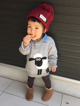 「1歳6ヶ月」｜「アイテム（ニットキャップ/ビーニー）」を使った、naaanさん（キッズ・80cm）の秋コーディネート