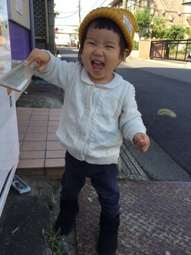 「1歳6ヶ月」｜「アイテム（ニットキャップ/ビーニー）」を使った、naaanさん（キッズ・80cm）の秋コーディネート