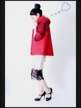 「Sacai（サカイ）のsacai【サカイ】ウールチェック裾レーススカート（スカート、ホワイト系）」を使った、coumeさん（レディース・155cm）の秋コーディネート