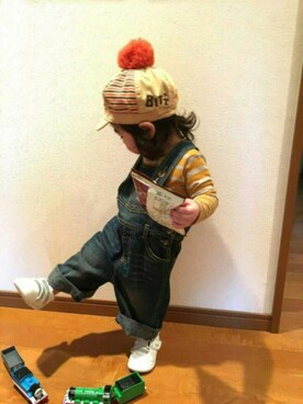 「BIT'Z（ビッツ）のアイテム（帽子）」を使った、HALU ⑰⑨SENAさん（キッズ・80cm）の秋コーディネート