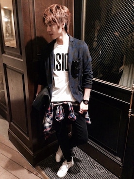 「AZUL by moussy（アズールバイマウジー）のアイテム（その他アウター）」を使った、Yuyaさん（メンズ・181cm）の春コーディネート