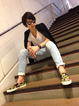 「AZUL by moussy（アズールバイマウジー）のアイテム（その他アウター）」を使った、Yuyaさん（メンズ・181cm）の夏コーディネート