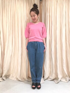 「mystic（ミスティック）のアイテム（トップス、ピンク系）」を使った、irizukiさん（レディース・157cm）の春コーディネート