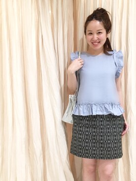 「mystic（ミスティック）のアイテム（シャツ/ブラウス、ブルー系）」を使った、irizukiさん（レディース・157cm）の春コーディネート