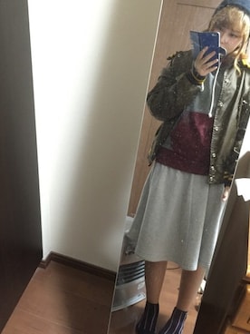 「学校」｜「アイテム（スタジャン）」を使った、AYAKAさん（レディース・162cm）の春コーディネート