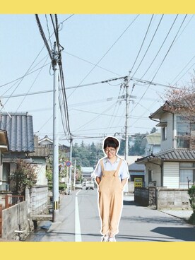 「TYAKASHAのアイテム（オールインワン・サロペット）」を使った、固定电波律さん（レディース・163cm）の秋コーディネート