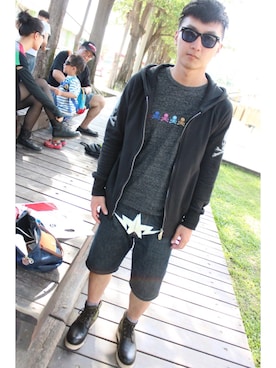 「uniform experiment」｜「アイテム（モッズコート）」を使った、Appleさん（メンズ・172cm）の夏コーディネート