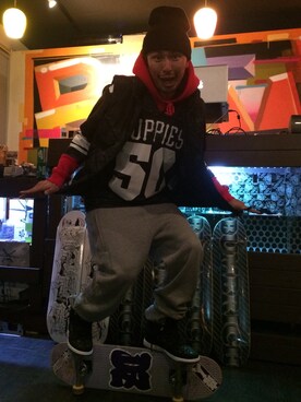 「50DUPPIES（ファイブオーダッピーズ）のアイテム（帽子）」を使った、RYUJINさん（メンズ・172cm）の冬コーディネート