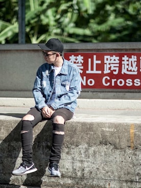 「GLASENSE（グラセンス）のアイテム」を使った、阿梁さん（メンズ・177cm）の夏コーディネート