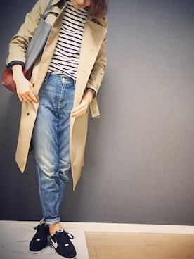 「HYKE」｜「アイテム（トレンチコート）」を使った、miiiichinさん（レディース・162cm）の冬コーディネート