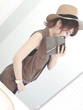 「CECIL McBEE（セシルマクビー）のアイテム（トップス、グリーン系）」を使った、ANさん（レディース）の夏コーディネート