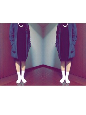 「くつした」｜「アイテム（チェスターコート）」を使った、なつみさん（レディース・156cm）の冬コーディネート
