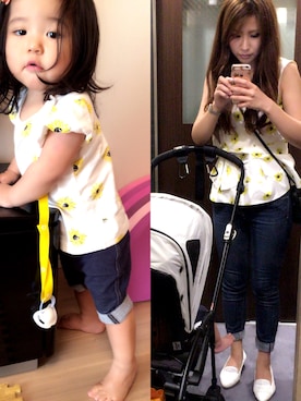 「kate spade new york（ケイトスペード ニューヨーク）のアイテム（Tシャツ/カットソー、ホワイト系）」を使った、kayoharuisaさん（レディース・163cm）の夏コーディネート