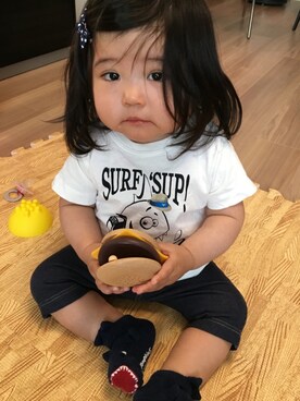 「ARMANI Jr（アルマーニジュニア）のアイテム（Tシャツ/カットソー、ホワイト系）」を使った、kayoharuisaさん（レディース・163cm）の夏コーディネート