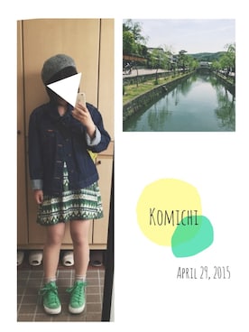 「アイテム（ボディバッグ/ウエストポーチ、イエロー系）」を使った、こみちさん（レディース・149cm）の春コーディネート