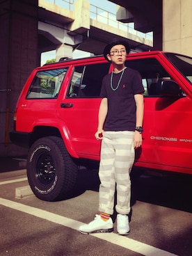 「.......RESEARCH（リサーチ）のアイテム」を使った、Ken Matsudaさん（メンズ・174cm）の春コーディネート