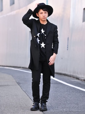 「glamb（グラム）のアイテム（チェスターコート）」を使った、andyさん（メンズ・170cm）の秋コーディネート
