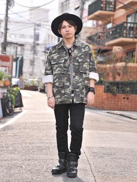 「glamb（グラム）のアイテム（アンダーウェア）」を使った、andyさん（メンズ・170cm）の冬コーディネート