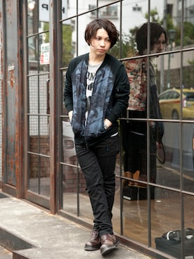 「glamb（グラム）のアイテム（ミリタリージャケット）」を使った、andyさん（メンズ・170cm）の夏コーディネート