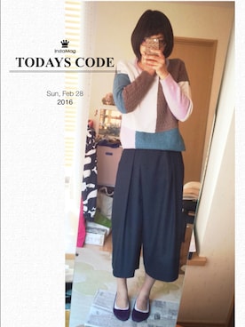 「スカウチョ」｜「アイテム（バレエシューズ）」を使った、あやこさん（レディース・163cm）の冬コーディネート