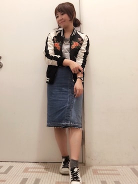 「MACPHEE（マカフィー）のアイテム（ブルゾン）」を使った、ishiさん（レディース・155cm）の春コーディネート