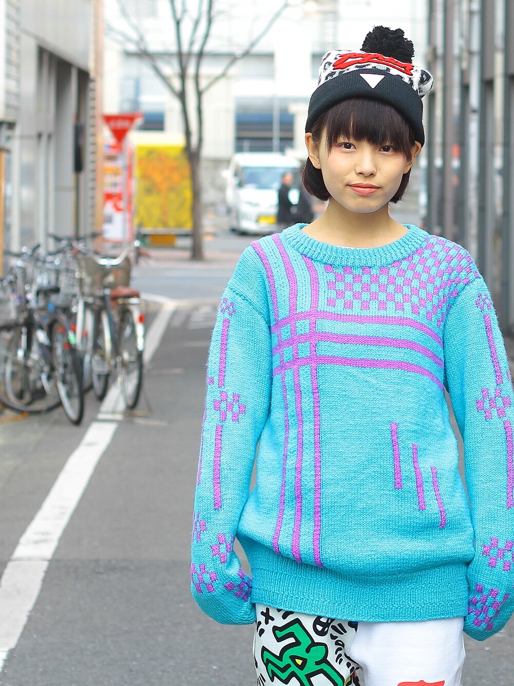 「ニット、モヘアニット、JOYRICH」｜「JOYRICHの【JOYRICH】Candy Leopard Beanie / WHT LEOPARD（ニットキャップ/ビーニー、ホワイト系）」を使った、wizART(d)さん（レディース・168cm）の冬コーディネートの1枚目の写真