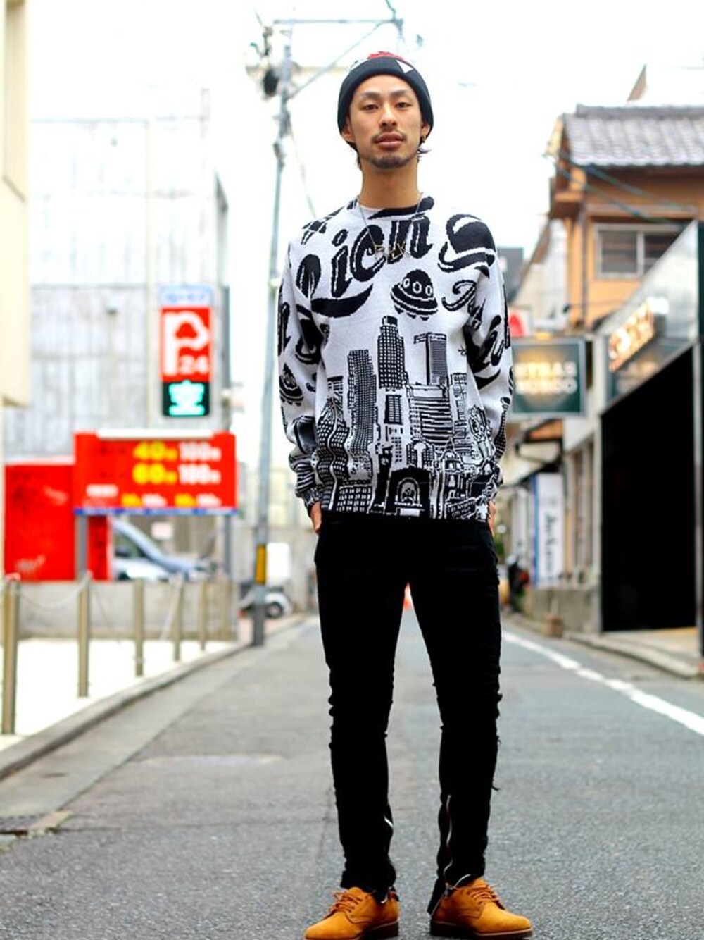 「used、スキニー、JOYRICH」｜「【DISSBORN】CLASHED SIDE ZIP PANTS（その他パンツ、ブラック系）」を使った、wizART(d)さん（メンズ・183cm）の春コーディネートの1枚目の写真
