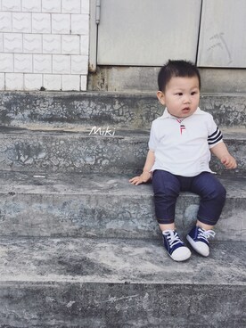 「K（陶芸）（ケイ）のアイテム」を使った、Taiさん（キッズ・70cm）の春コーディネート