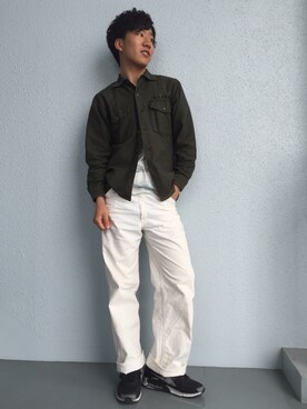 「AIR MAX」｜「アイテム（ミリタリージャケット）」を使った、けんさんさん（メンズ・172cm）の春コーディネート