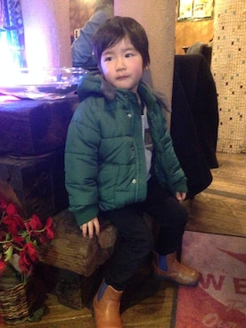 「アイテム（ダウンジャケット/コート）」を使った、SHINOさん（キッズ・100cm）の冬コーディネート