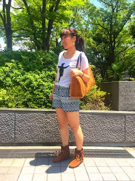 「BEAMS（ビームス）のアイテム（ピアス（両耳用））」を使った、acorocoさん（レディース・170cm）の夏コーディネート