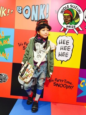 「One deux boo（ワンドゥーブー）のアイテム（バッグ）」を使った、アツナナさん（キッズ・120cm）の冬コーディネート
